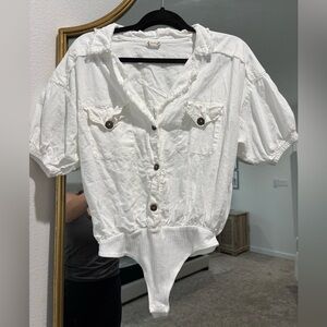 White Button-Up Bodysuit
